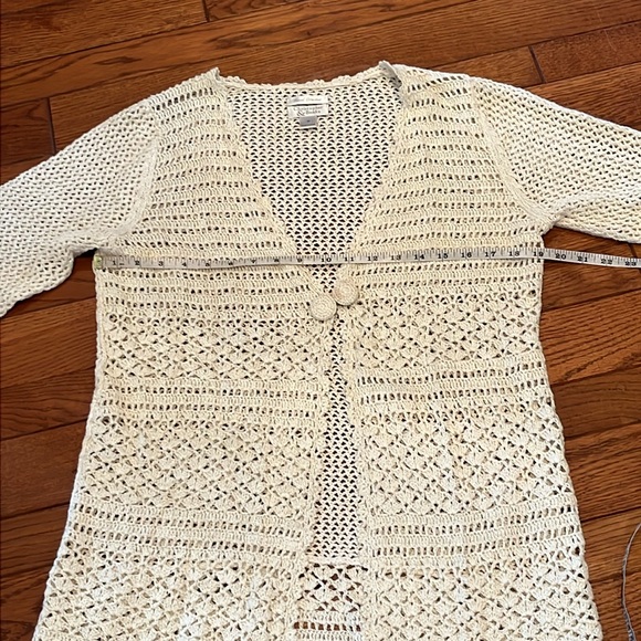 NWOT hand crocheted cotton-blend boho sweater M - Picture 7 of 10